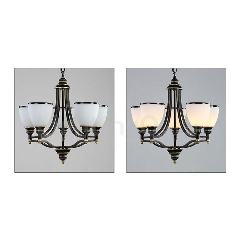 Lampadario rustico Lodge in metallo con LED integrato a 5 luci 56 x 45 cm