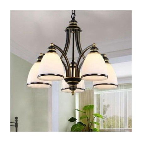Lampadario rustico Lodge a LED integrato 5 luci 56 x 45 cm