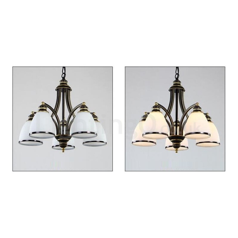 Lampadario rustico Lodge a LED integrato 5 luci 56 x 45 cm