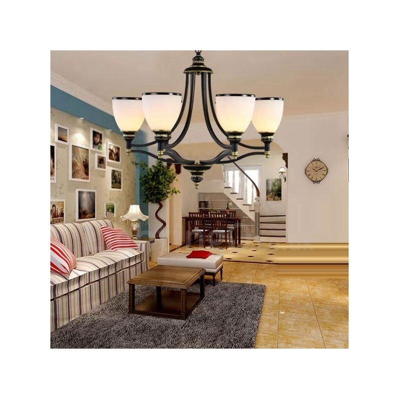Lampadario rustico Lodge a LED integrato in metallo 6 luci 68 x 52 cm