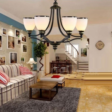 Lampadario rustico Lodge a LED integrato in metallo 6 luci 68 x 52 cm