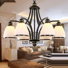 Lampadario LED integrato Rustic Lodge a 6 luci in metallo 68 x 52 cm