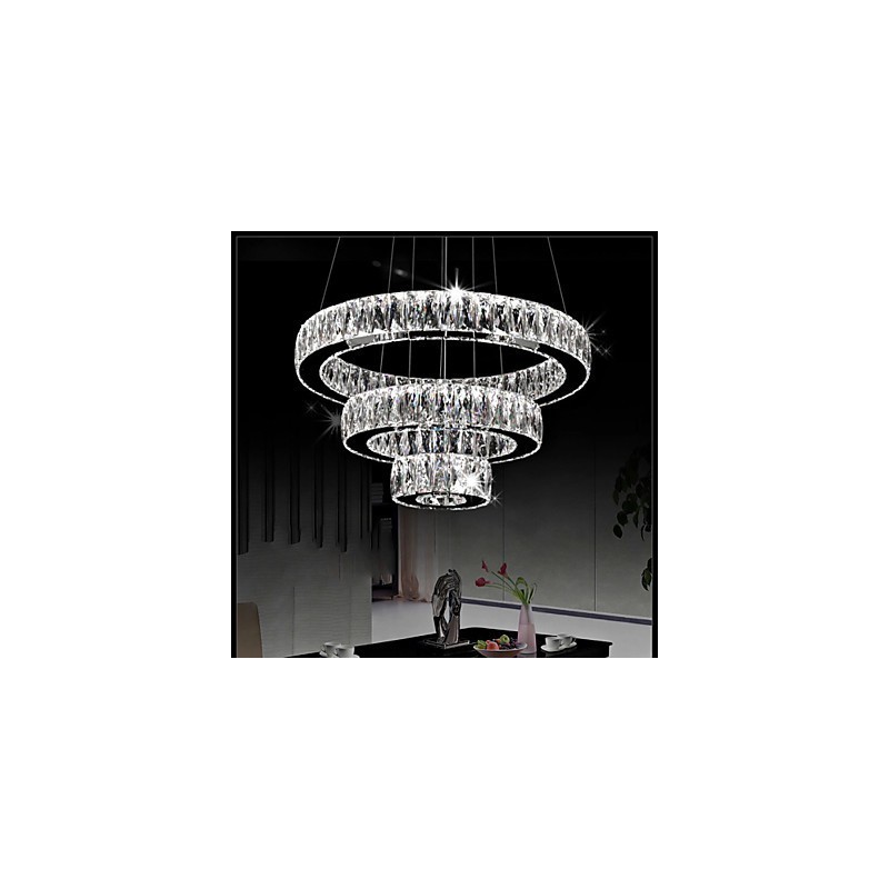 Lampadario a sospensione in cristallo moderno a tre anelli D204060 K9