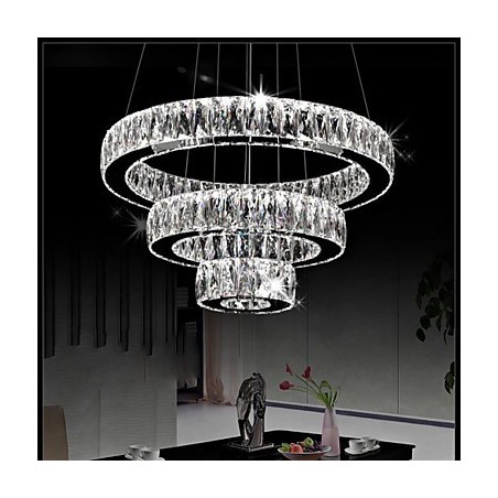 Lampadario a sospensione in cristallo moderno a tre anelli D204060 K9