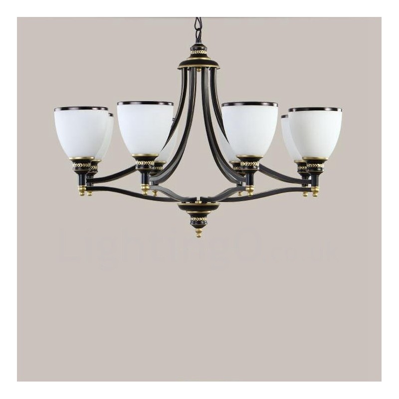 Lampadario rustico Lodge a LED integrato 8 luci in metallo 76 x 52 cm