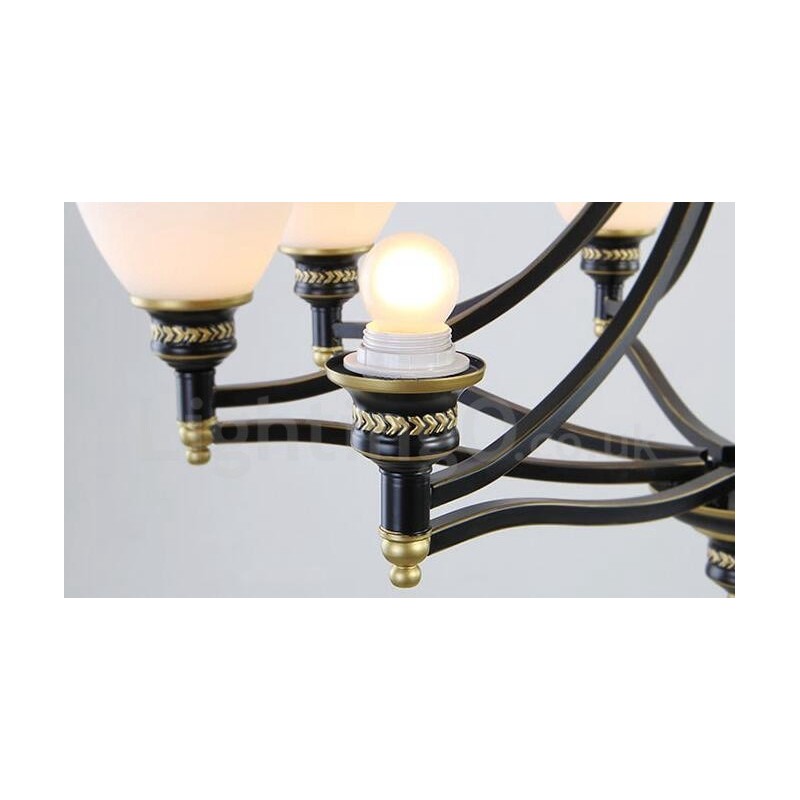 Lampadario rustico Lodge a LED integrato 8 luci in metallo 76 x 52 cm