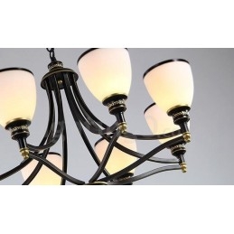 Lampadario rustico Lodge a LED integrato 8 luci in metallo 76 x 52 cm