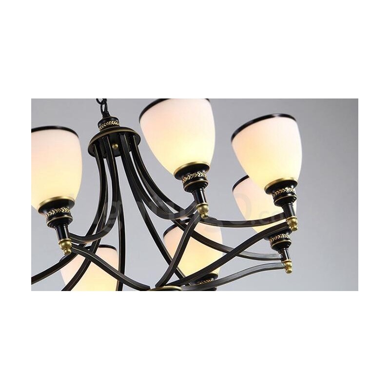 Lampadario rustico Lodge a LED integrato 8 luci in metallo 76 x 52 cm