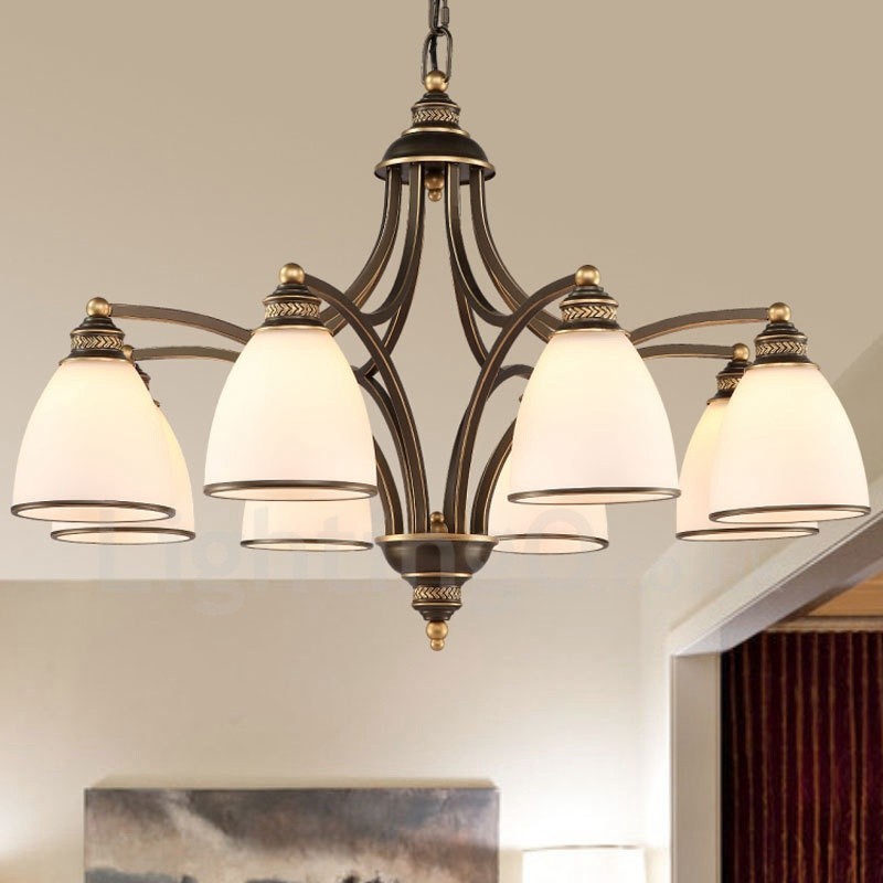 Lampadario rustico Lodge a 8 luci con LED integrato, 76 x 52 cm