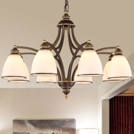 Lampadario rustico Lodge a 8 luci con LED integrato, 76 x 52 cm