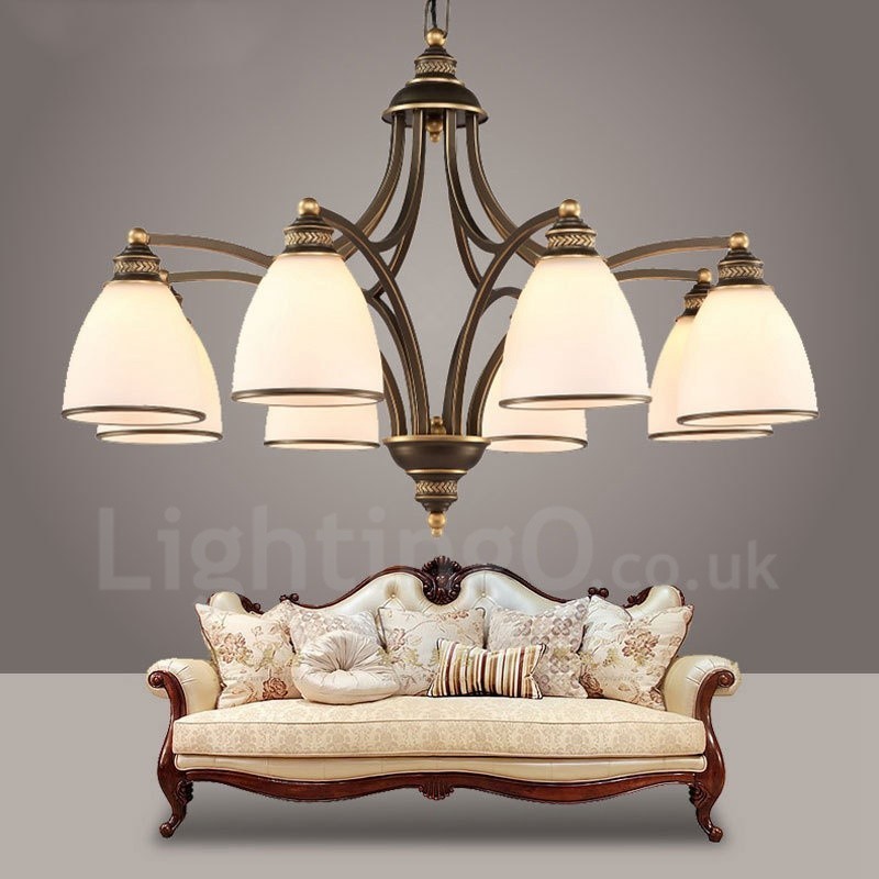 Lampadario rustico Lodge a 8 luci con LED integrato, 76 x 52 cm
