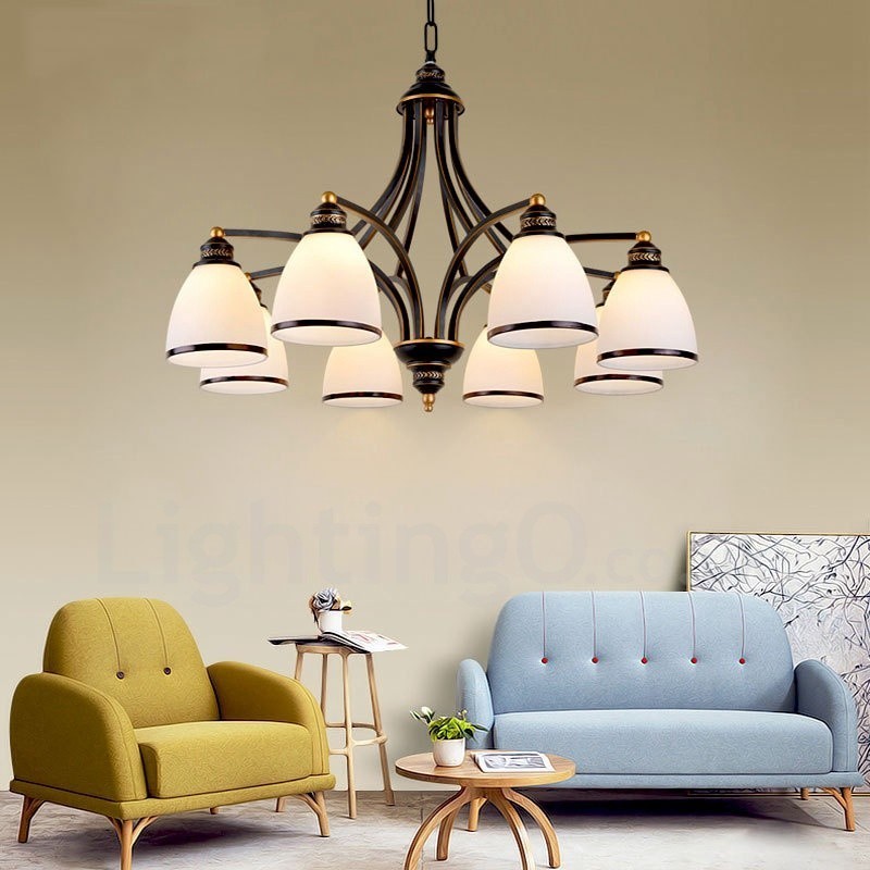 Lampadario rustico Lodge a 8 luci con LED integrato, 76 x 52 cm