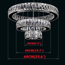 Lampadario a sospensione in cristallo moderno a tre anelli D204060 K9