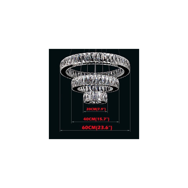 Lampadario a sospensione in cristallo moderno a tre anelli D204060 K9
