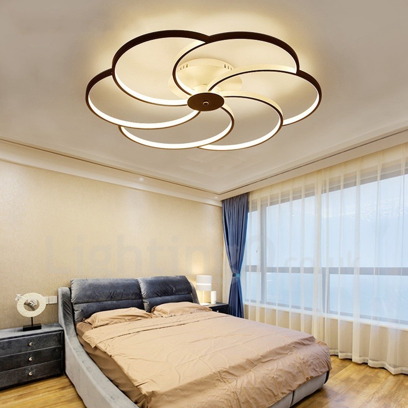 Lampadario LED integrato in metallo a 6 luci 80 x 16 cm
