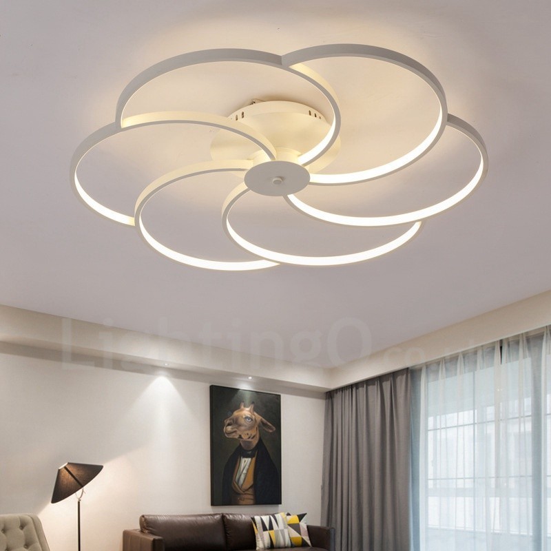Lampadario LED integrato in metallo a 6 luci 80 x 16 cm