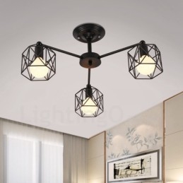 Lampadario rustico a 3 luci LED integrato 51x22 cm