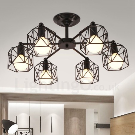 Lampadario rustico a 6 luci con LED integrato, 55 x 25 cm