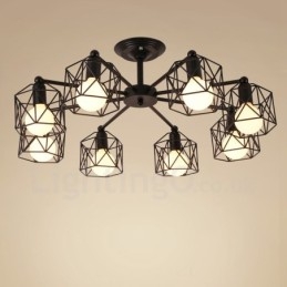 Lampadario rustico Lodge a 8 luci LED integrato 80 x 25 cm