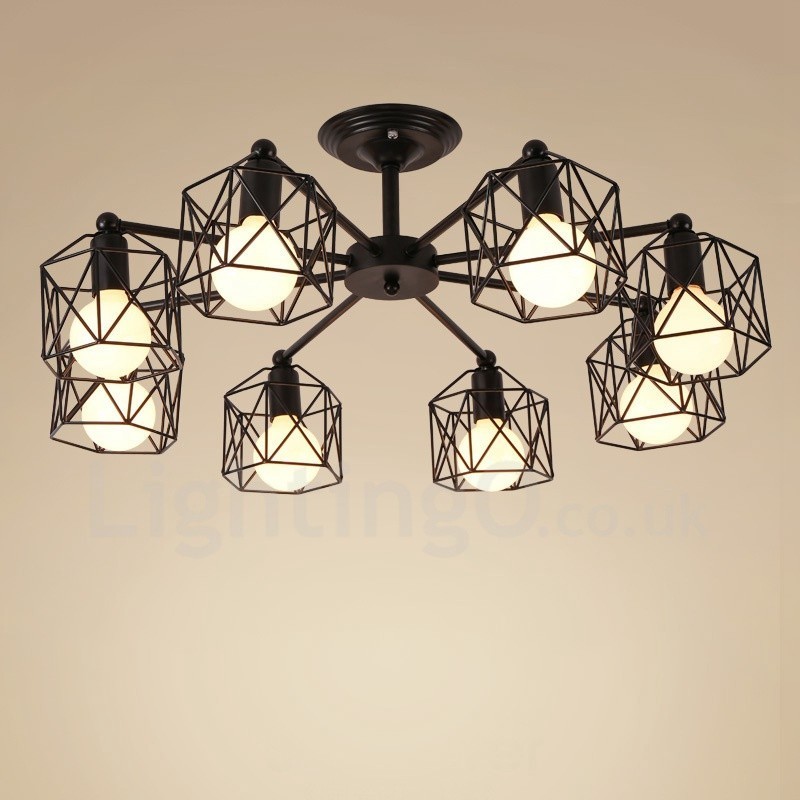 Lampadario rustico Lodge a 8 luci LED integrato 80 x 25 cm