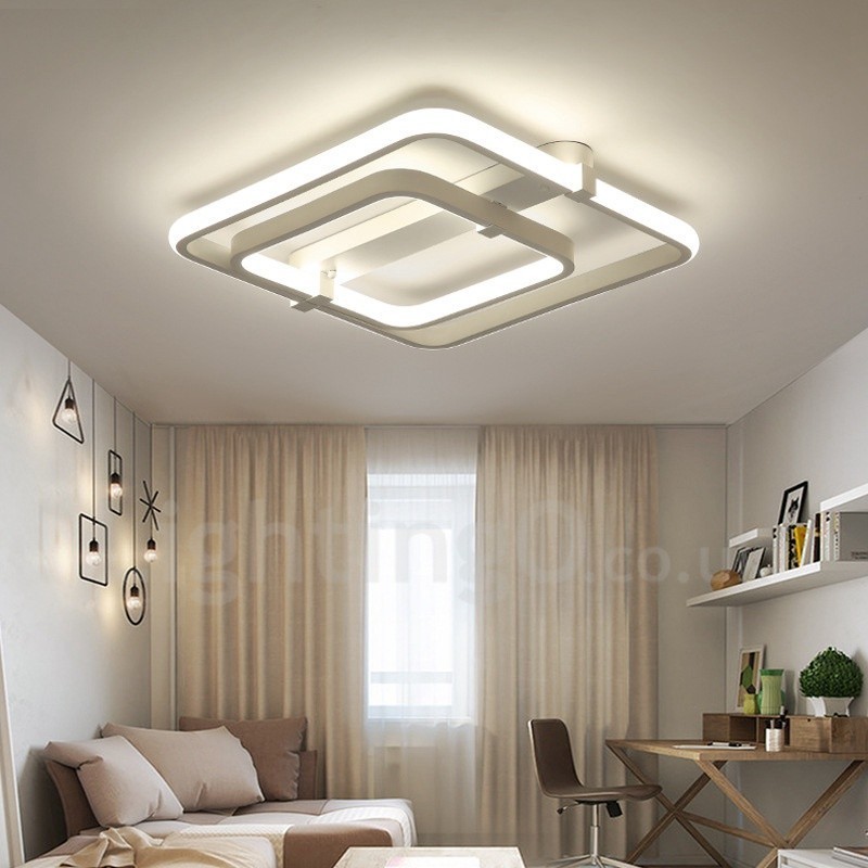 Lampada da incasso moderna a 2 anelli con LED integrato 60x60 + 80x80 cm