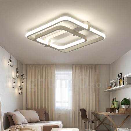 Lampada da incasso moderna a 2 anelli con LED integrato 60x60 + 80x80 cm
