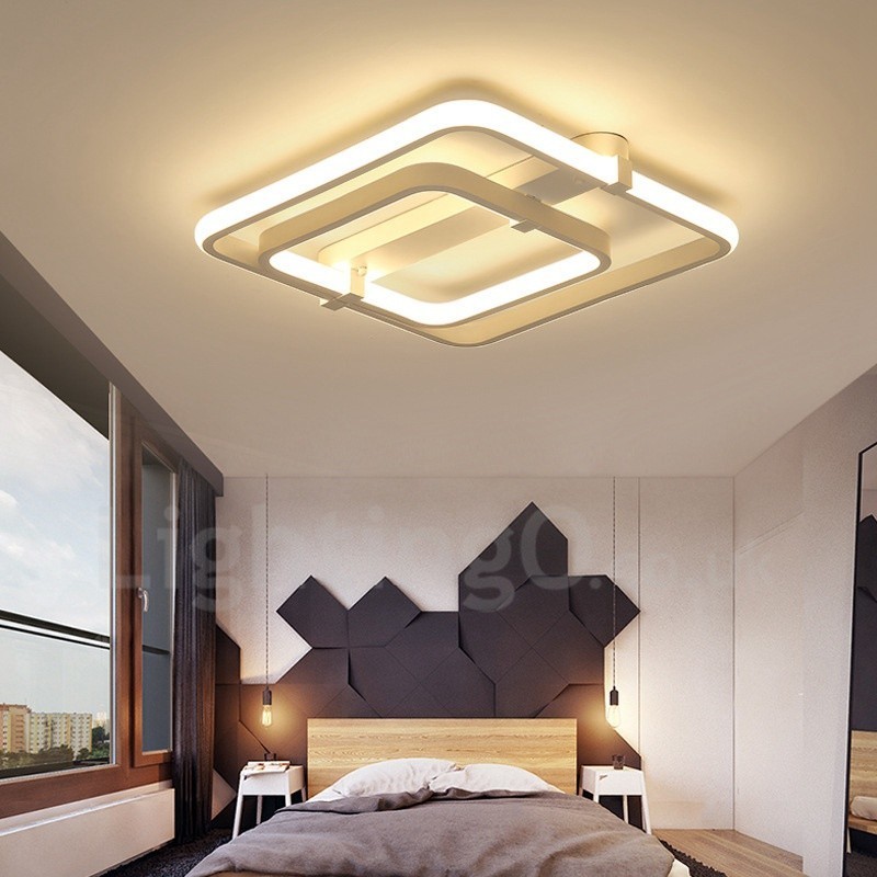 Lampada da incasso moderna a 2 anelli con LED integrato 60x60 + 80x80 cm