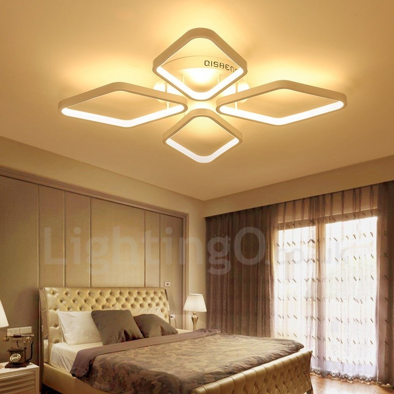Lampada da soffitto moderna contemporanea a 4 luci con LED integrato in metallo 53x9 cm