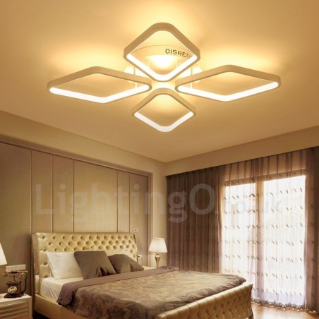 Lampada da soffitto moderna contemporanea a 4 luci con LED integrato in metallo 53x9 cm