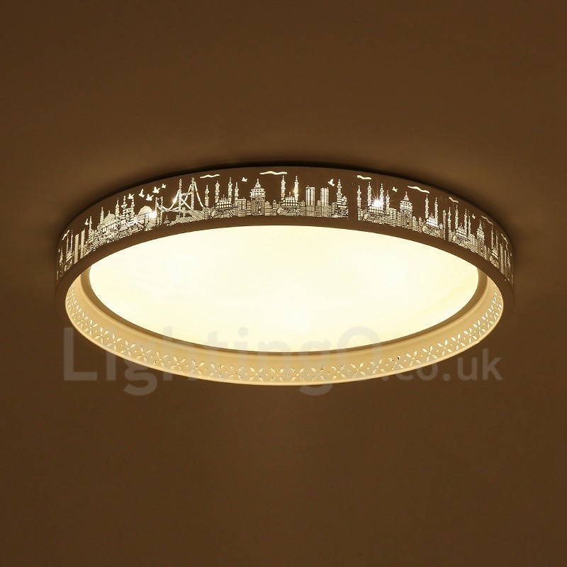 Lampada da soffitto LED integrato in metallo 45 x 6 cm con telecomando