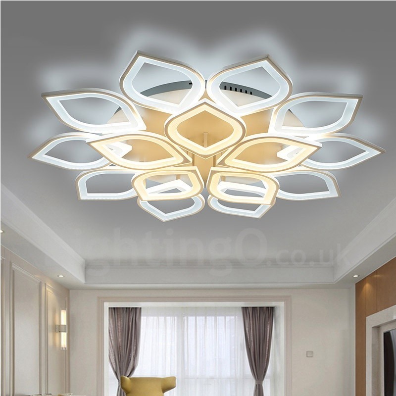 Lampada da soffitto moderna contemporanea 15 luci con LED integrato e telecomando, 120x15 cm