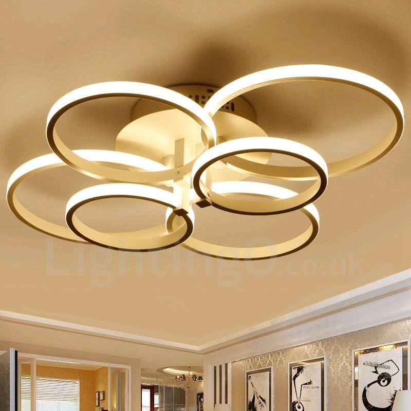 Lampada da soffitto LED integrato moderna in metallo 6 luci 82 x 65 x 17,5 cm