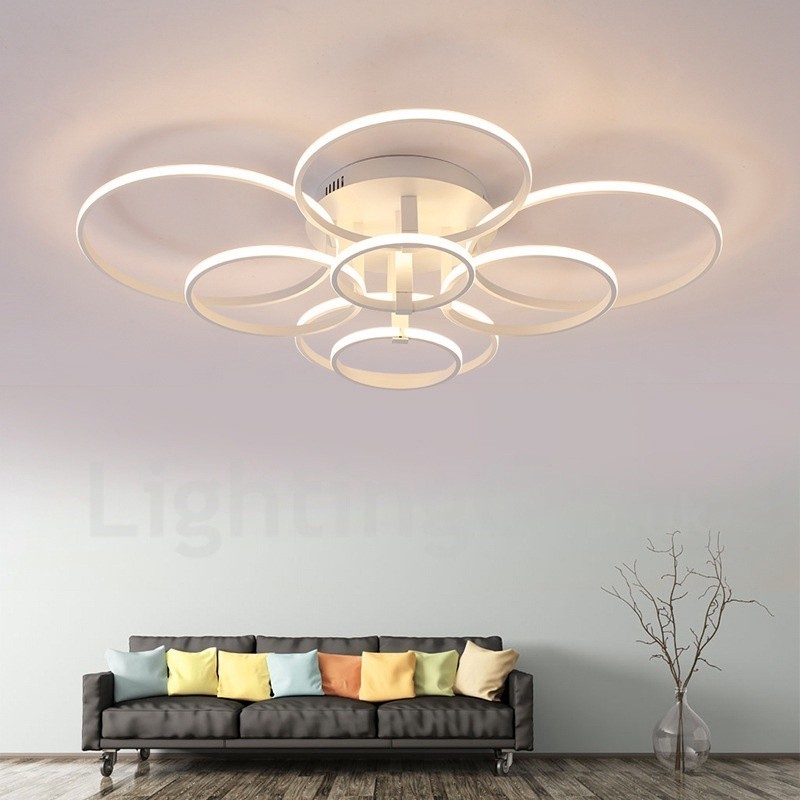 Lampada da soffitto LED integrato moderna contemporanea a 8 luci in metallo 98 x 82 x 21 cm