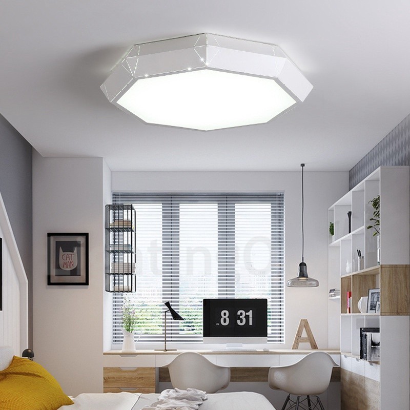Lampada da soffitto LED integrato in metallo 45 x 11 cm con telecomando