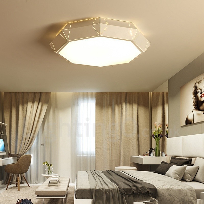 Lampada da soffitto LED integrato in metallo 45 x 11 cm con telecomando