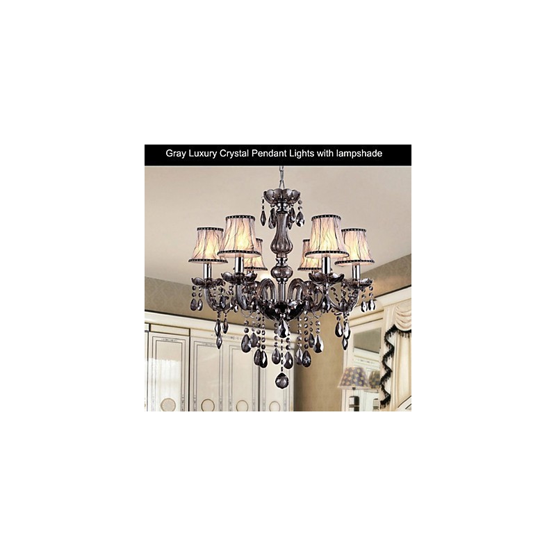 Lampadario in cristallo K9 cromo grigio 3 luci