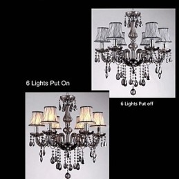 Lampadario in cristallo K9 cromo grigio 3 luci