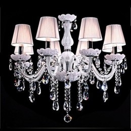 Lampadario classico in cristallo K9 bianco a 6 luci