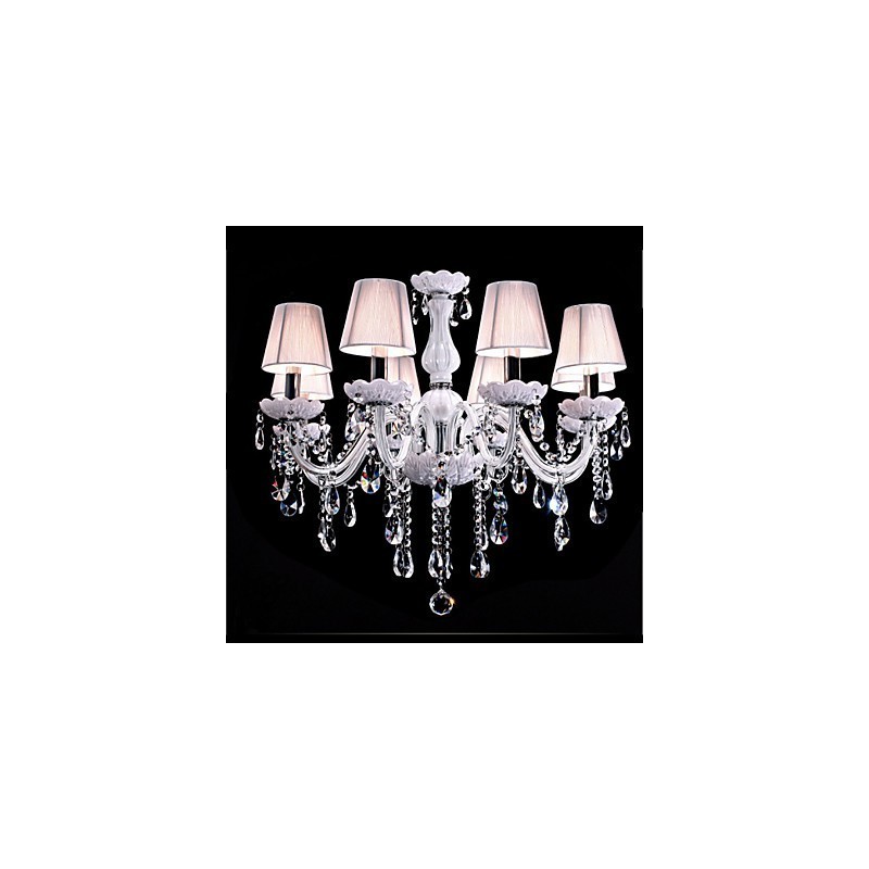 Lampadario classico in cristallo K9 bianco a 6 luci
