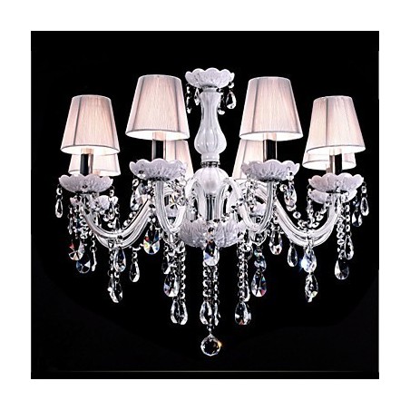 Lampadario classico in cristallo K9 bianco a 6 luci