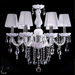 Lampadario classico in cristallo K9 bianco a 6 luci