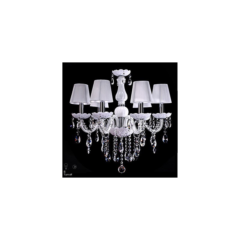 Lampadario classico in cristallo K9 bianco a 6 luci