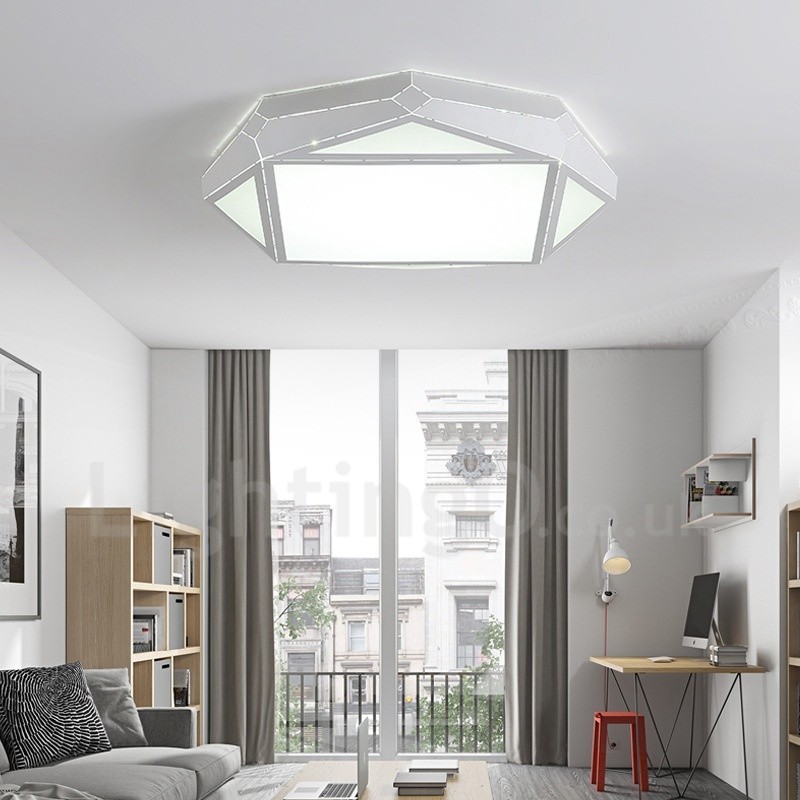 Lampada da soffitto moderna in metallo con LED integrato e telecomando 45x10 cm