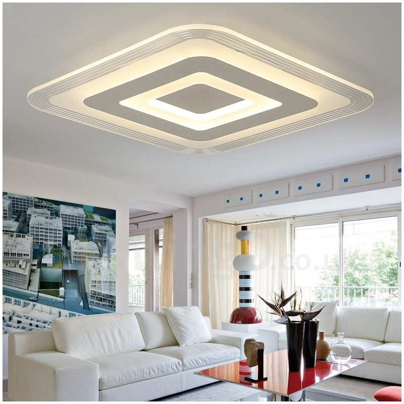 Lampada da soffitto moderna contemporanea LED integrato in metallo 40 cm con telecomando