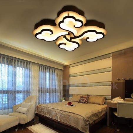 Lampada da soffitto LED integrato moderna a 4 luci 58x9 cm con telecomando