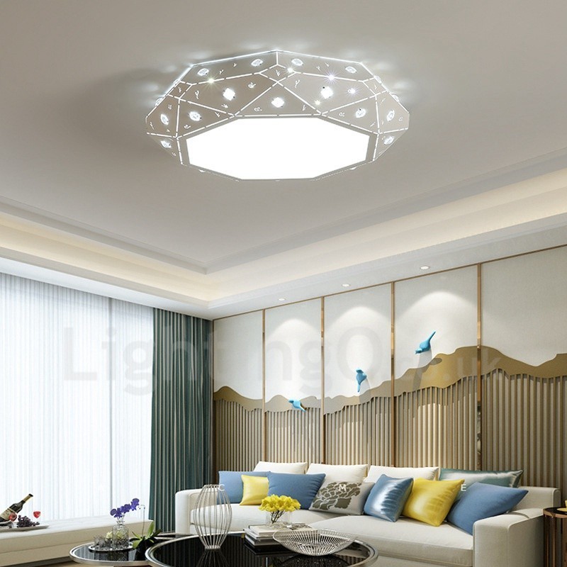 Lampada da soffitto LED integrato in metallo 45 x 11 cm con telecomando