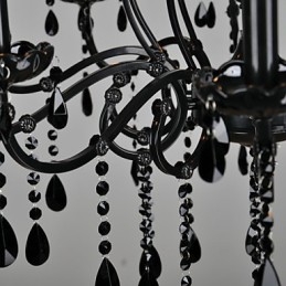 Lampadario in cristallo moderno contemporaneo nero 88 cm 10 luci metallo