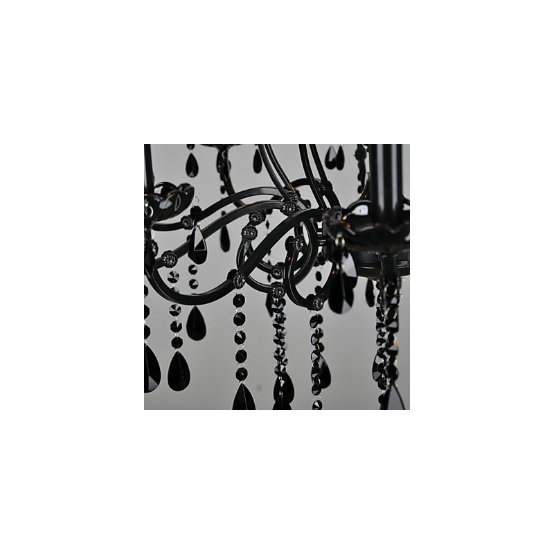 Lampadario in cristallo moderno contemporaneo nero 88 cm 10 luci metallo