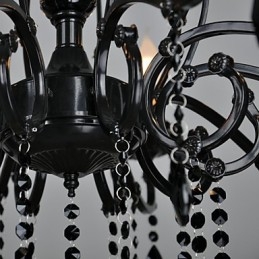 Lampadario in cristallo moderno contemporaneo nero 88 cm 10 luci metallo
