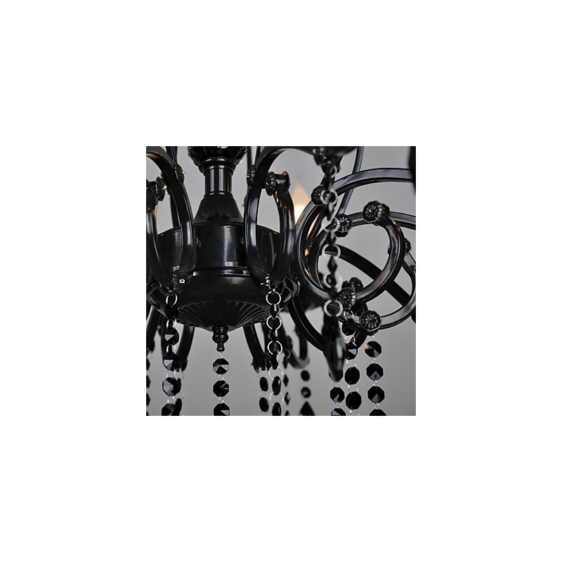 Lampadario in cristallo moderno contemporaneo nero 88 cm 10 luci metallo